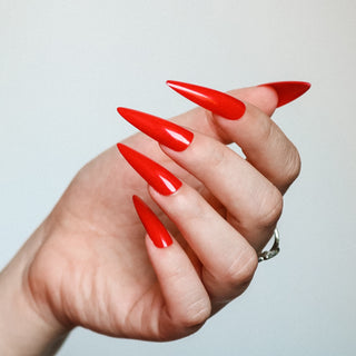 Hot Red Extra Long Sculpted Stiletto Press On Nails