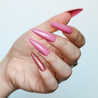 Rose Pink Glam Extra Long Sculpted Stiletto Press On Nail