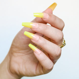 Yellow Ombre Medium Long Ballerina Press On Nails