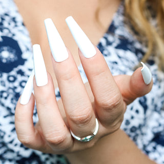 White Extra Long Coffin Press On Nails