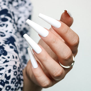 White Extra Long Coffin Press On Nails
